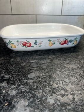 Corelle 9x13 Chutney Fruit or Abundance White Ceramic Rectangular Baking Pan